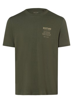Mustang T-shirt męski Mężczyźni Bawełna khaki jednolity ze sklepu vangraaf w kategorii T-shirty męskie - zdjęcie 162832809