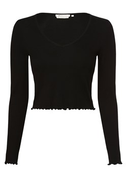 Tom Tailor Denim Damska koszulka z długim rękawem Kobiety Bawełna czarny jednolity ze sklepu vangraaf w kategorii Bluzki damskie - zdjęcie 162832955