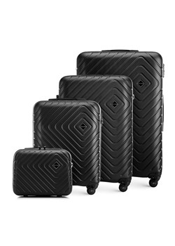 Komplet walizek z ABS-u z geometrycznym tłoczeniem czarny ze sklepu WITTCHEN w kategorii Walizki - zdjęcie 162836829