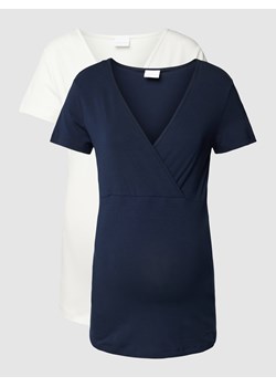 T-shirt ciążowy z dekoltem w serek w zestawie 2 szt. model ‘KATE’ ze sklepu Peek&Cloppenburg  w kategorii Bluzki ciążowe - zdjęcie 162838708