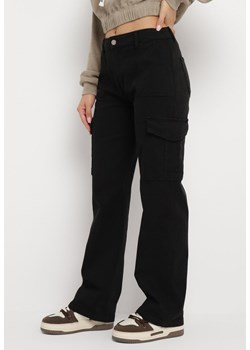 Czarne Jeansy o Fasonie Cargo z Szerokimi Kieszeniami Kabiana ze sklepu Born2be Odzież w kategorii Jeansy damskie - zdjęcie 162848579