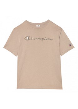 Damski t-shirt z nadrukiem Champion Rochester Crewneck T-shirt - beżowy ze sklepu Sportstylestory.com w kategorii T-shirty męskie - zdjęcie 162855519