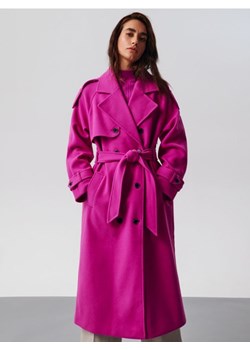 Sinsay - Płaszcz z paskiem - fioletowy ze sklepu Sinsay w kategorii Płaszcze damskie - zdjęcie 162856308