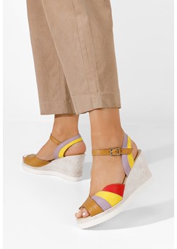 Wielokolorowy sandały na koturnie skórzane Irvina V4 ze sklepu Zapatos w kategorii Sandały damskie - zdjęcie 162858638