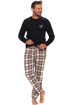 Doctor Nap czarna męska piżama ze spodniami w kratę PMB.5203, Kolor czarno-beżowy, Rozmiar M, Doctor Nap ze sklepu Primodo w kategorii Piżamy męskie - zdjęcie 162863227