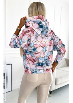 Bluza kangurka z kapturem w złote heksagony 390-3, Kolor różowo-błękitny, Rozmiar L, Numoco ze sklepu Primodo w kategorii Bluzy damskie - zdjęcie 162863268