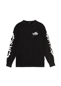 Cropp - Czarny t-shirt longsleeve z nadrukami - czarny ze sklepu Cropp w kategorii T-shirty męskie - zdjęcie 162865538
