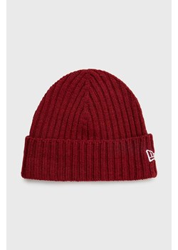 New Era czapka Cuff Beanie kolor bordowy  60364239 ze sklepu PRM w kategorii Czapki zimowe damskie - zdjęcie 162867427