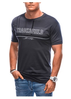 T-shirt męski z nadrukiem S1765 - grafitowy ze sklepu Edoti w kategorii T-shirty męskie - zdjęcie 162888416