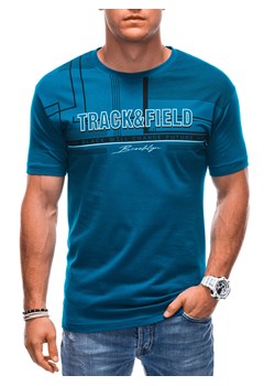 T-shirt męski z nadrukiem S1765 - turkusowy ze sklepu Edoti w kategorii T-shirty męskie - zdjęcie 162888427