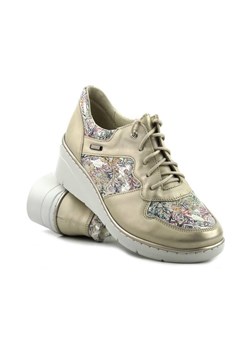 Sneakersy damskie skórzane, wygodne - Helios Komfort 347, złote w kwiaty ze sklepu ulubioneobuwie w kategorii Półbuty damskie - zdjęcie 162888498
