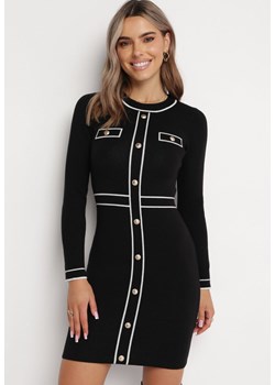 Czarna Sweterkowa Sukienka Mini Blomanda ze sklepu Born2be Odzież w kategorii Sukienki - zdjęcie 162888777