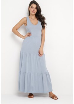 Niebieska Bawełniana Sukienka Maxi Bez Rękawów Lorenis ze sklepu Born2be Odzież w kategorii Sukienki - zdjęcie 162898727
