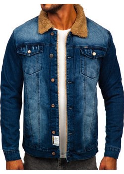 Granatowa ocieplana jeansowa kurtka męska Denley MJ520BS ze sklepu Denley w kategorii Kurtki męskie - zdjęcie 162900215