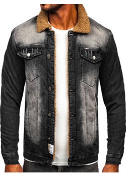 Czarna ocieplana jeansowa kurtka męska Denley MJ520N ze sklepu Denley w kategorii Kurtki męskie - zdjęcie 162900218
