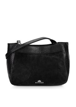 Torebka shopperka z dwóch rodzajów skór czarna ze sklepu WITTCHEN w kategorii Torby Shopper bag - zdjęcie 162902868