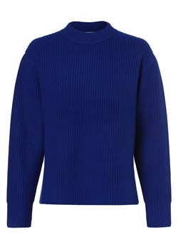 Marie Lund Damski sweter z wełny merino Kobiety Wełna merino błękit królewski jednolity ze sklepu vangraaf w kategorii Swetry damskie - zdjęcie 162903245