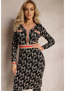 Czarna Dzianinowa Sukienka z Guzikami Sicomes ze sklepu Renee odzież w kategorii Sukienki - zdjęcie 162922999