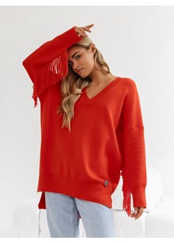 Sweter Armando Boho Czerwony ze sklepu Lisa Mayo w kategorii Swetry damskie - zdjęcie 162923999