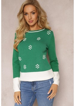 Zielony Sweter z Drobnymi Kropkami z Wełną Angorską Liname ze sklepu Renee odzież w kategorii Swetry damskie - zdjęcie 162929136