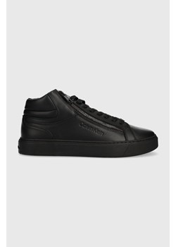 Calvin Klein sneakersy skórzane HIGH TOP LACE UP W/ZIP RUBB kolor czarny HM0HM01269 ze sklepu ANSWEAR.com w kategorii Buty sportowe męskie - zdjęcie 162930806