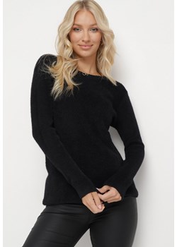 Czarny Sweter z Puchatej Dzianiny Valen ze sklepu Born2be Odzież w kategorii Swetry damskie - zdjęcie 162932539