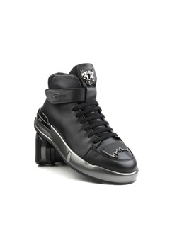 Skórzane sneakersy męskie za kostkę - JOHN DOUBARE R6576, czarne ze sklepu ulubioneobuwie w kategorii Buty sportowe męskie - zdjęcie 162934345