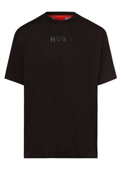 HUGO T-shirt męski Mężczyźni Bawełna czarny jednolity ze sklepu vangraaf w kategorii T-shirty męskie - zdjęcie 162934356