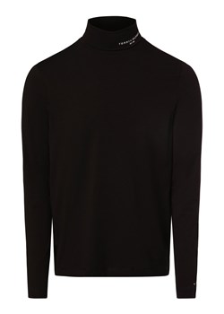 Tommy Hilfiger Męska koszulka z długim rękawem Mężczyźni Bawełna czarny jednolity ze sklepu vangraaf w kategorii T-shirty męskie - zdjęcie 162934407