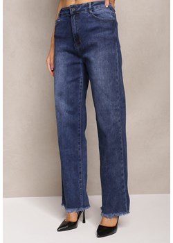 Granatowe Szerokie Jeansy z Postrzępionymi Nogawkami Orimske ze sklepu Renee odzież w kategorii Jeansy damskie - zdjęcie 162946895