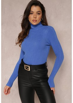 Niebieski Golf z Prążkowanej Dzianiny Cihi ze sklepu Renee odzież w kategorii Swetry damskie - zdjęcie 162948528