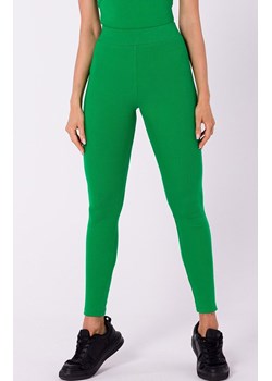 Długie legginsy prążkowane w kolorze zielonym M734, Kolor intensywna zieleń, Rozmiar L, MOE ze sklepu Intymna w kategorii Spodnie damskie - zdjęcie 162948859