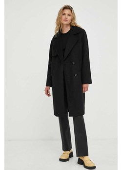 2NDDAY płaszcz wełniany Livia kolor czarny przejściowy dwurzędowy ze sklepu ANSWEAR.com w kategorii Płaszcze damskie - zdjęcie 163349236