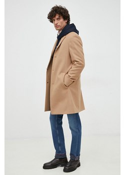 Calvin Klein płaszcz wełniany kolor brązowy przejściowy ze sklepu ANSWEAR.com w kategorii Płaszcze męskie - zdjęcie 163353908