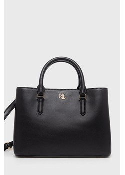 Lauren Ralph Lauren torebka skórzana 431876725004 kolor czarny ze sklepu ANSWEAR.com w kategorii Torby Shopper bag - zdjęcie 163356059