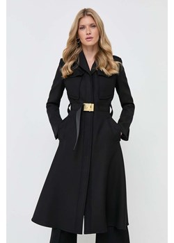 Elisabetta Franchi płaszcz damski kolor czarny przejściowy ze sklepu ANSWEAR.com w kategorii Płaszcze damskie - zdjęcie 163363575