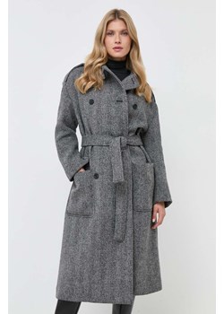 Red Valentino płaszcz wełniany kolor szary przejściowy oversize ze sklepu ANSWEAR.com w kategorii Płaszcze damskie - zdjęcie 163363747