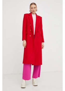 Patrizia Pepe płaszcz wełniany kolor czerwony przejściowy dwurzędowy ze sklepu ANSWEAR.com w kategorii Płaszcze damskie - zdjęcie 163364727