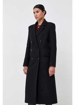 Patrizia Pepe płaszcz wełniany kolor czarny przejściowy dwurzędowy ze sklepu ANSWEAR.com w kategorii Płaszcze damskie - zdjęcie 163364735