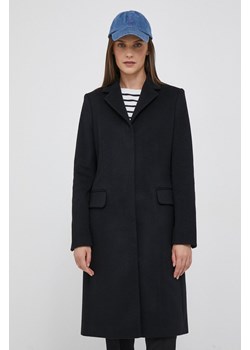 Calvin Klein płaszcz wełniany kolor czarny przejściowy ze sklepu ANSWEAR.com w kategorii Płaszcze damskie - zdjęcie 163364859