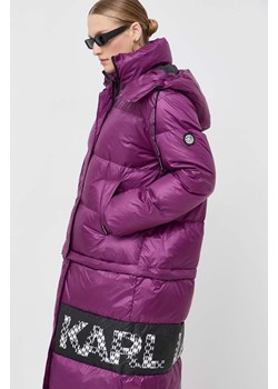 Karl Lagerfeld kurtka puchowa damska kolor fioletowy zimowa ze sklepu ANSWEAR.com w kategorii Kurtki damskie - zdjęcie 163372265