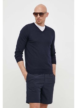 BOSS sweter wełniany męski kolor granatowy lekki 50468261 ze sklepu ANSWEAR.com w kategorii Swetry męskie - zdjęcie 163377699