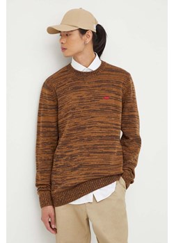 Levi&apos;s sweter wełniany męski kolor brązowy ze sklepu ANSWEAR.com w kategorii Swetry męskie - zdjęcie 163377965