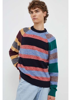 PS Paul Smith sweter wełniany męski kolor granatowy lekki ze sklepu ANSWEAR.com w kategorii Swetry męskie - zdjęcie 163378607