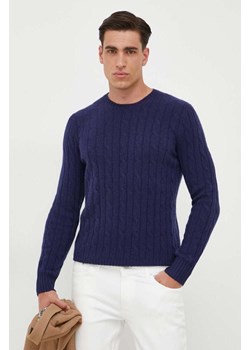 Polo Ralph Lauren sweter kaszmirowy męski kolor granatowy ze sklepu ANSWEAR.com w kategorii Swetry męskie - zdjęcie 163379355