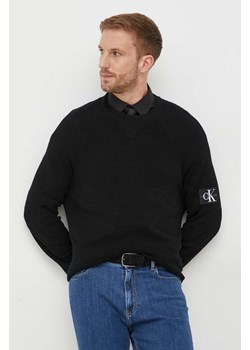 Calvin Klein Jeans sweter wełniany męski kolor czarny lekki ze sklepu ANSWEAR.com w kategorii Swetry męskie - zdjęcie 163379819