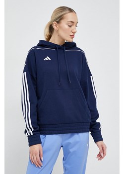 adidas Performance bluza dresowa Tiro 23 kolor granatowy z kapturem z aplikacją ze sklepu ANSWEAR.com w kategorii Bluzy damskie - zdjęcie 163400918