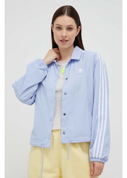 adidas Originals kurtka damska kolor niebieski przejściowa ze sklepu ANSWEAR.com w kategorii Kurtki damskie - zdjęcie 163404415