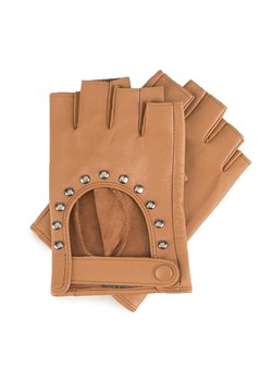 Damskie rękawiczki skórzane bez palców z nitami brązowe ze sklepu WITTCHEN w kategorii Rękawiczki damskie - zdjęcie 163423238