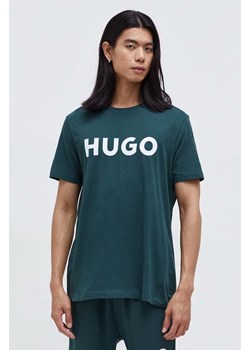 HUGO t-shirt bawełniany kolor zielony z nadrukiem 50467556 ze sklepu ANSWEAR.com w kategorii T-shirty męskie - zdjęcie 163428876